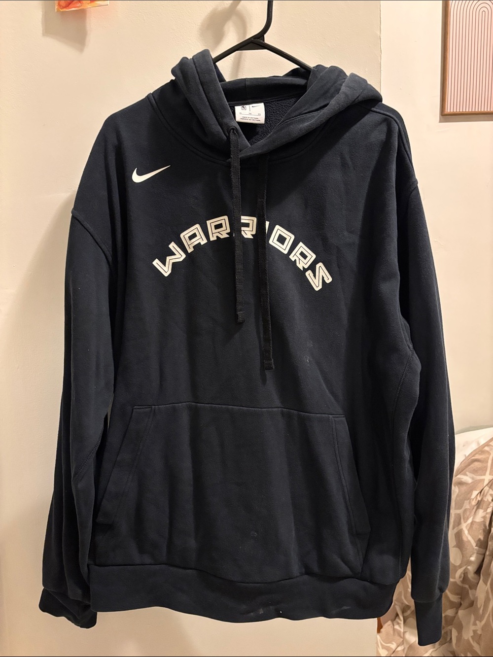 Nike Men's Navy 'Warriors' Crewneck Hoodie